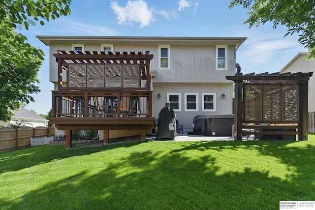 2103 John St, Papillion, NE 68133 - back of property featuring a pergola, a hot tub, a patio, and a deck