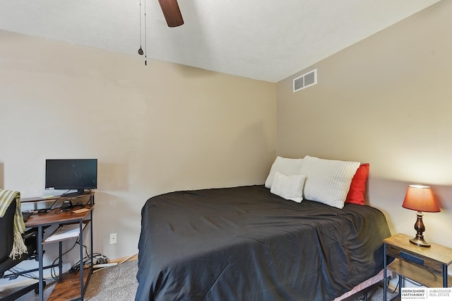 2103 John St, Papillion, NE 68133 - bedroom featuring a desk, wood finished floors, and a ceiling fan