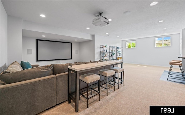 18880 Patrick Cir, Elkhorn, NE 68022 - home theater with light carpet, recessed lighting, and baseboards
