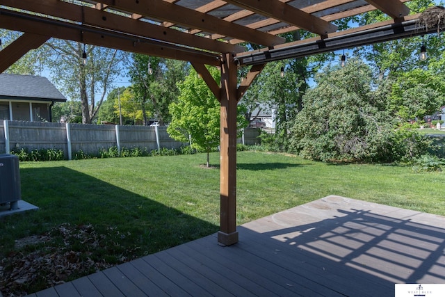5 Fairview Dr, York, NE 68467 - wooden deck featuring a pergola and central AC unit