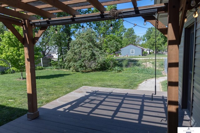 5 Fairview Dr, York, NE 68467 - wooden deck featuring a pergola and a patio