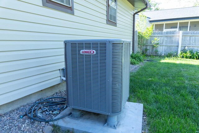5 Fairview Dr, York, NE 68467 - exterior view of cooling unit and fence