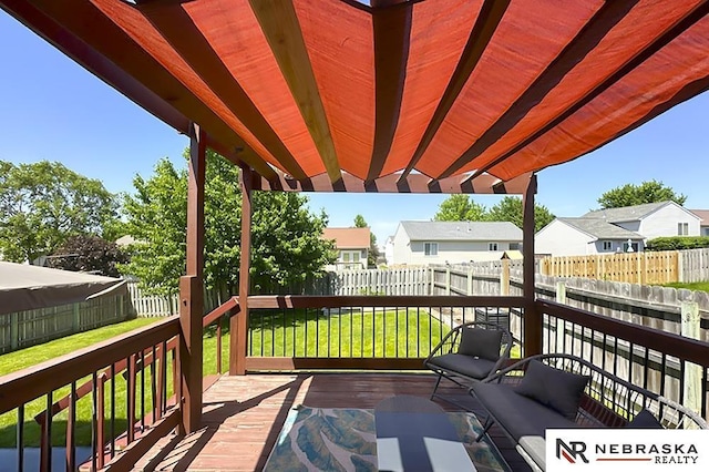 wooden terrace with a residential view