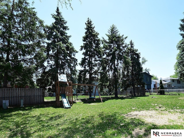 view of yard with a playground