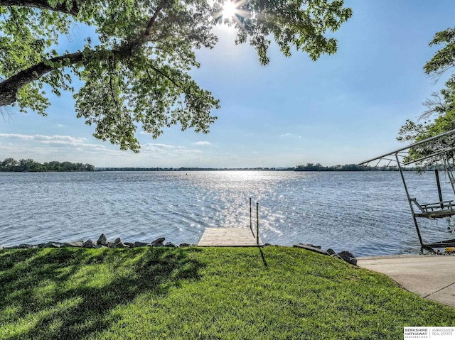 water view with a boat dock