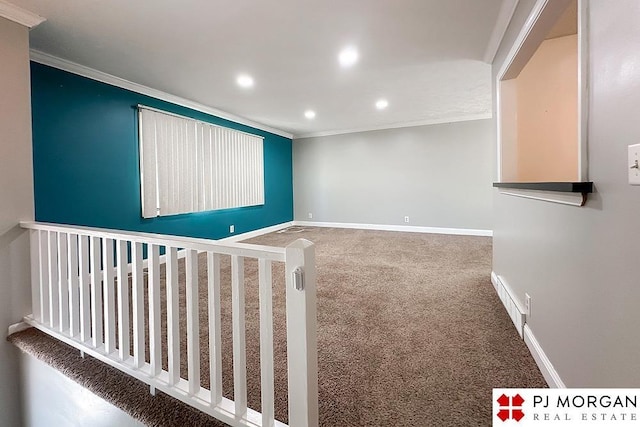 2307 N 142nd St, Omaha, NE 68164 - carpeted spare room with ornamental molding, baseboards, and recessed lighting