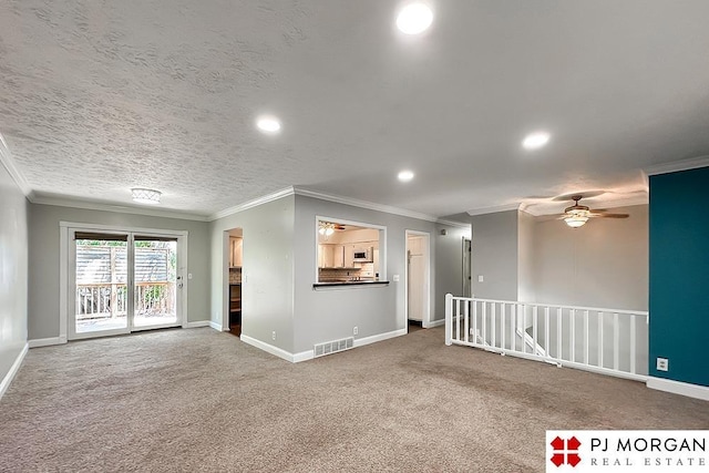 2307 N 142nd St, Omaha, NE 68164 - carpeted empty room featuring crown molding, baseboards, a ceiling fan, and recessed lighting