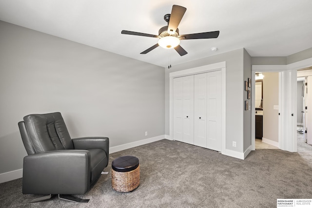 11412 S 122nd St, Papillion, NE 68046 - living area with ceiling fan, baseboards, and carpet floors