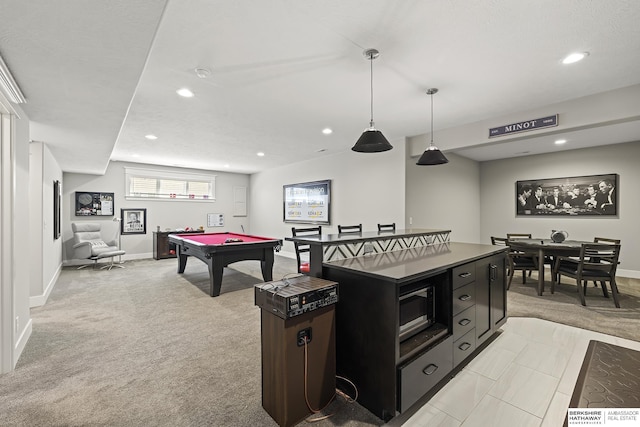 11412 S 122nd St, Papillion, NE 68046 - game room featuring recessed lighting, light colored carpet, baseboards, and billiards