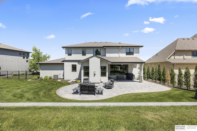 11412 S 122nd St, Papillion, NE 68046 - rear view of house with a patio area, an outdoor hangout area, central AC, and roof with shingles