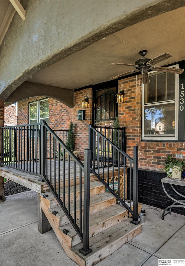 1530 S 52nd St, Omaha, NE 68106 - property entrance featuring brick siding and ceiling fan