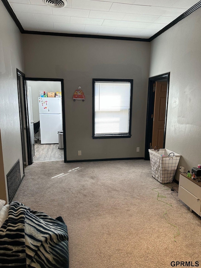 3941 X St, Omaha, NE 68107 - unfurnished living room featuring crown molding and carpet flooring