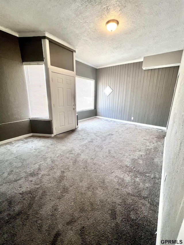 3941 X St, Omaha, NE 68107 - unfurnished bedroom with a textured ceiling, a textured wall, carpet flooring, and ornamental molding