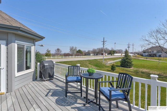 9901 S 176th St, Omaha, NE 68136 - wooden deck with a grill and a yard