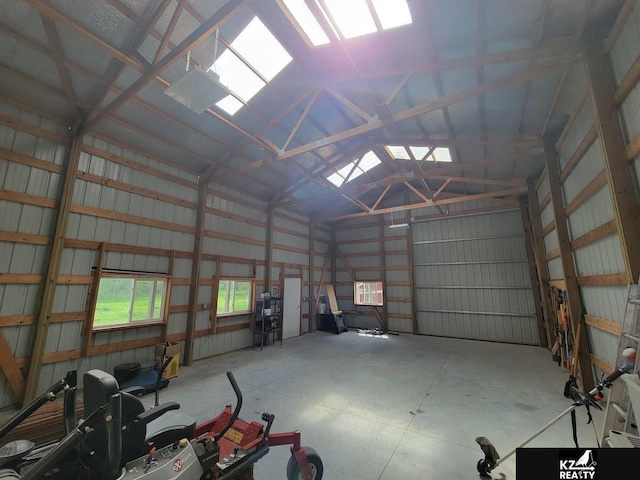 garage with metal wall