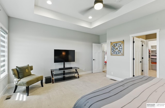 4803 N 192nd Ave, Elkhorn, NE 68022 - carpeted bedroom with multiple windows, baseboards, recessed lighting, and a raised ceiling