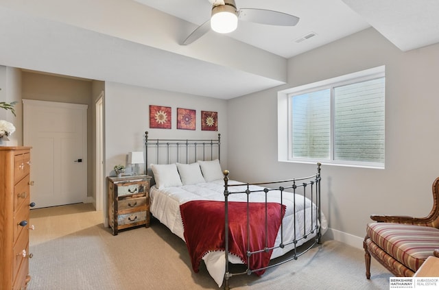 4803 N 192nd Ave, Elkhorn, NE 68022 - bedroom with light colored carpet, baseboards, and a ceiling fan