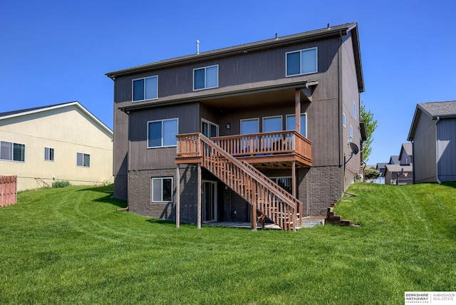 8902 N 161st Ave, Bennington, NE 68007 - back of house featuring stairs, a deck, and a yard