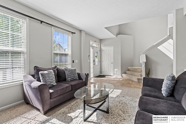 8917 N 157th St, Bennington, NE 68007 - living area with stairway and baseboards