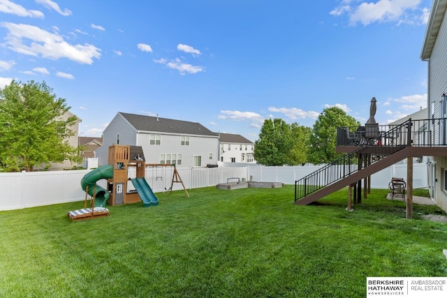 8917 N 157th St, Bennington, NE 68007 - view of yard with stairs, a playground, and a residential view