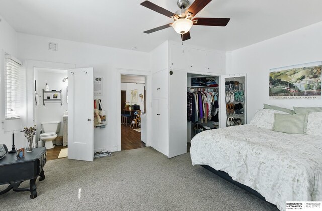 401 S 38th Ave, Omaha, NE 68131 - carpeted bedroom with a closet, ensuite bathroom, and ceiling fan