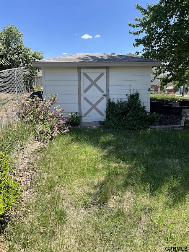 view of shed