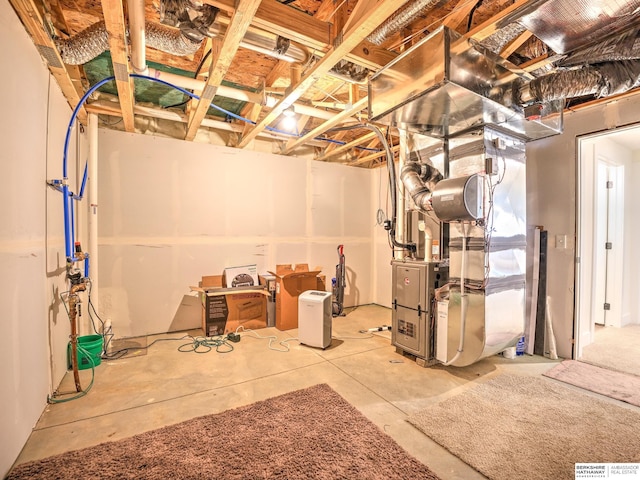 unfinished below grade area with heating unit