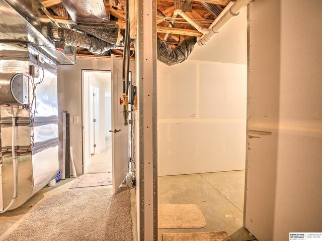 view of unfinished basement