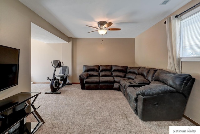 13253 Josephine St, Omaha, NE 68138 - carpeted living area featuring ceiling fan and baseboards