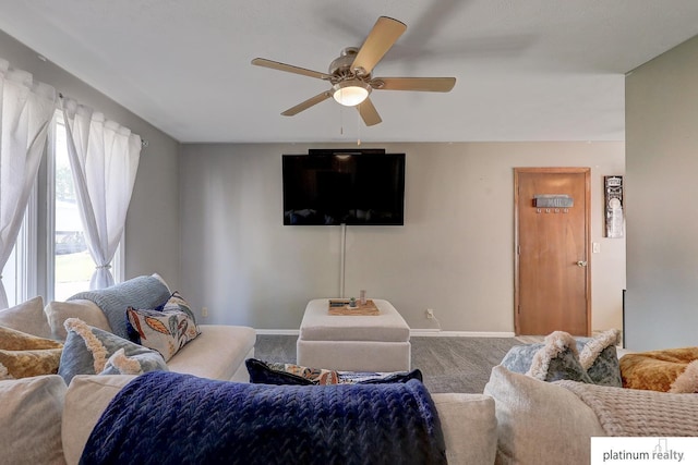 13253 Josephine St, Omaha, NE 68138 - carpeted living area featuring ceiling fan and baseboards