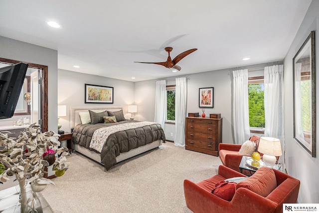 2705 N 189th St, Omaha, NE 68022 - bedroom featuring multiple windows, recessed lighting, carpet flooring, and ceiling fan