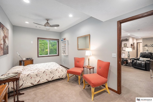 2705 N 189th St, Omaha, NE 68022 - bedroom featuring light carpet, recessed lighting, baseboards, and a ceiling fan
