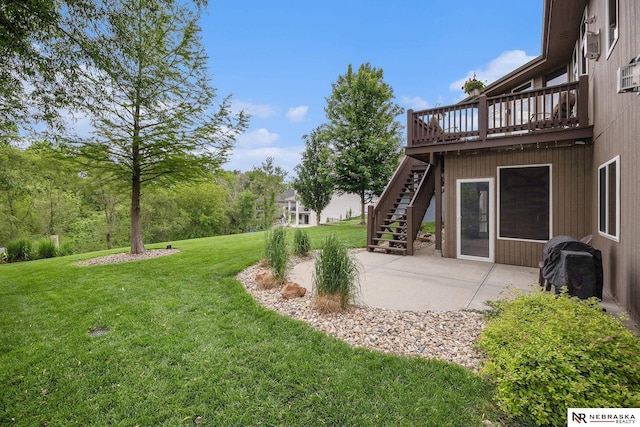2705 N 189th St, Omaha, NE 68022 - view of grassy yard with a patio, stairs, and a wooden deck