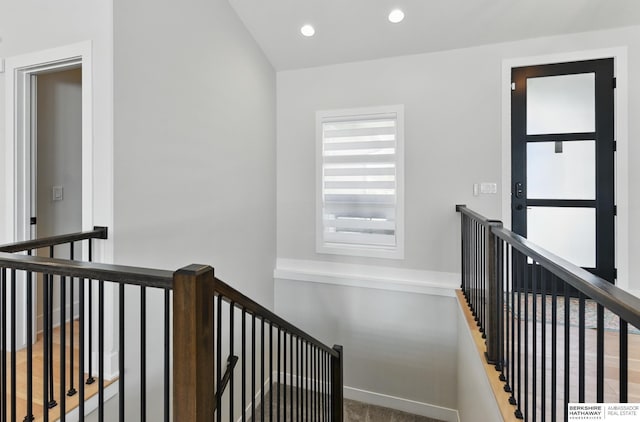 5508 N 208th St, Elkhorn, NE 68022 - hallway featuring an upstairs landing, recessed lighting, and baseboards