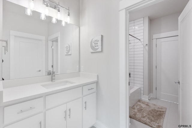 12604 N 178th Cir, Bennington, NE 68007 - bathroom featuring vanity, baseboards, tile patterned floors, and  shower combination