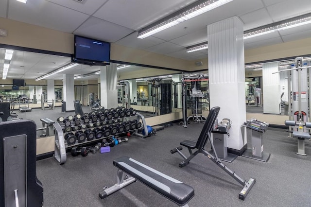 210 S 16th St S Unit 918, Omaha, NE 68102 - workout area with a drop ceiling