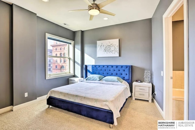 210 S 16th St S Unit 918, Omaha, NE 68102 - bedroom featuring carpet, baseboards, recessed lighting, and ceiling fan