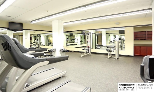 210 S 16th St S Unit 918, Omaha, NE 68102 - exercise room with a paneled ceiling