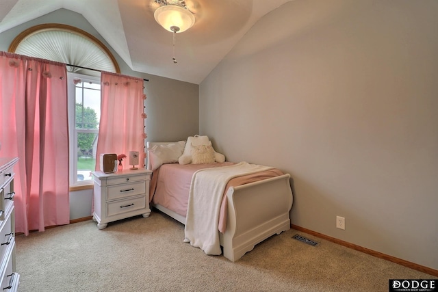 19523 Binney Cir, Elkhorn, NE 68022 - bedroom with lofted ceiling, light carpet, and baseboards