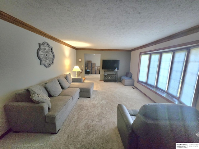 1924 W 8th Ave, Plattsmouth, NE 68048 - carpeted living area with ornamental molding and a textured ceiling