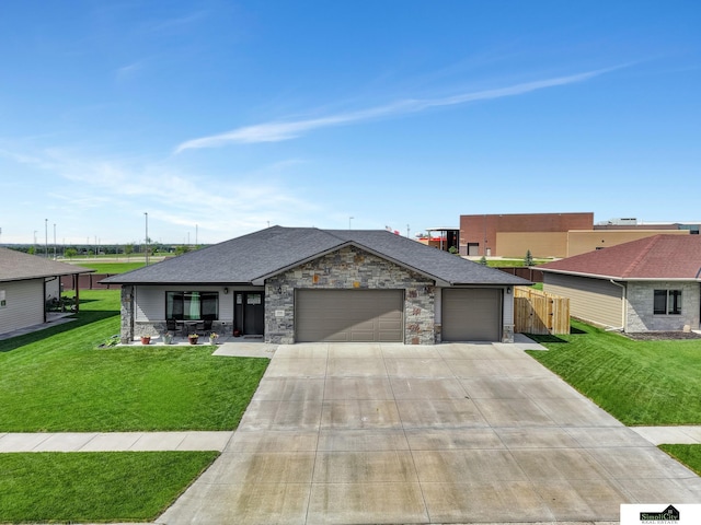 1946 Eastgate Dr, Crete, NE 68333 - view of front of house featuring an attached garage, stone siding, concrete driveway, and a shingled roof