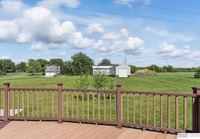 17819 Nicholas Rd, Plattsmouth, NE 68048 - deck featuring an outdoor structure and a yard