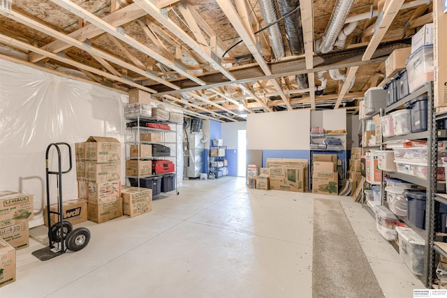 view of unfinished basement