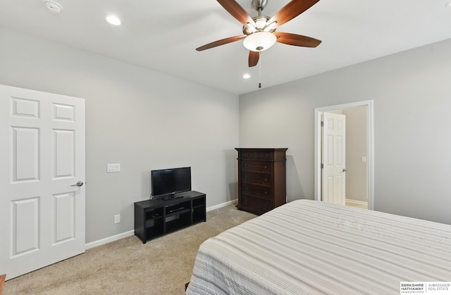 10280 S 209th St, Gretna, NE 68028 - bedroom featuring light colored carpet, baseboards, recessed lighting, and ceiling fan