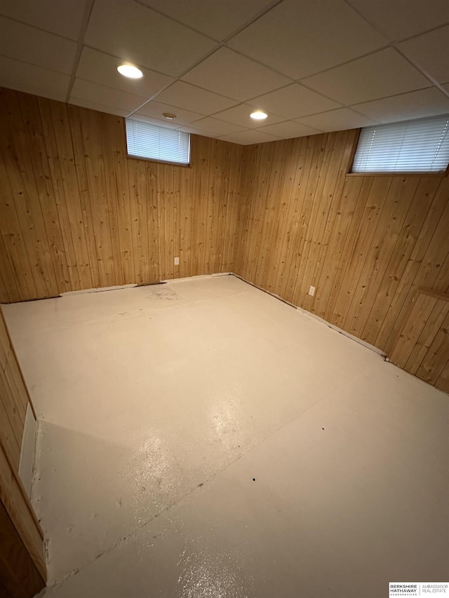 2002 Warren St, Bellevue, NE 68005 - below grade area with wooden walls, recessed lighting, and a drop ceiling