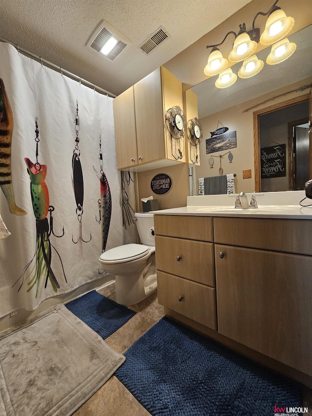 10531 N 137th St, Waverly, NE 68462 - bathroom with vanity, toilet, a textured ceiling, and a shower with curtain