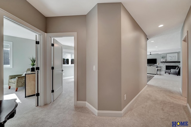 8947 Himark Ln, Lincoln, NE 68526 - hall with carpet flooring, baseboards, and recessed lighting