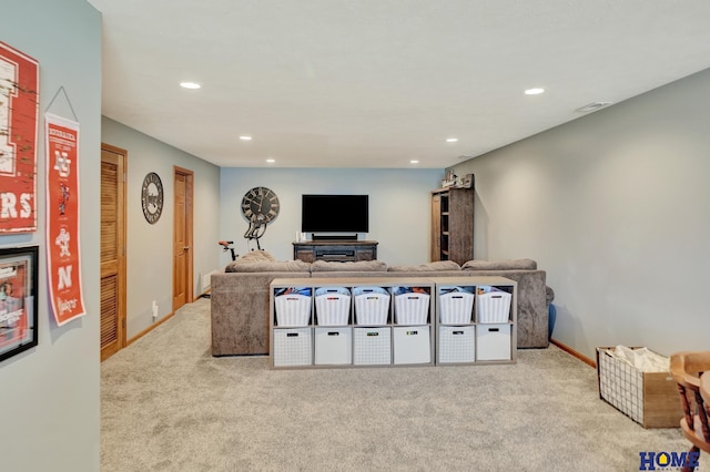 2222 SW Soukup Dr, Lincoln, NE 68522 - living area featuring carpet, recessed lighting, and baseboards