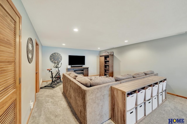 2222 SW Soukup Dr, Lincoln, NE 68522 - living area with light colored carpet, recessed lighting, and baseboards