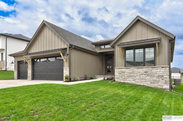 18108 Locust St, Elkhorn, NE 68022 - view of front of home featuring stone siding, board and batten siding, and an attached garage